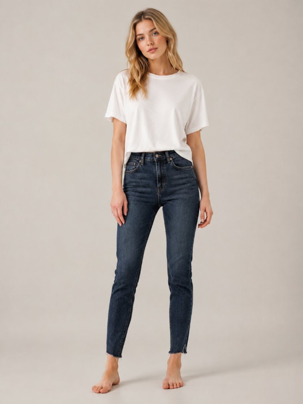 2/$30 Topshop High Rise Jeans Frayed Raw Hem Jamie W26 #9319